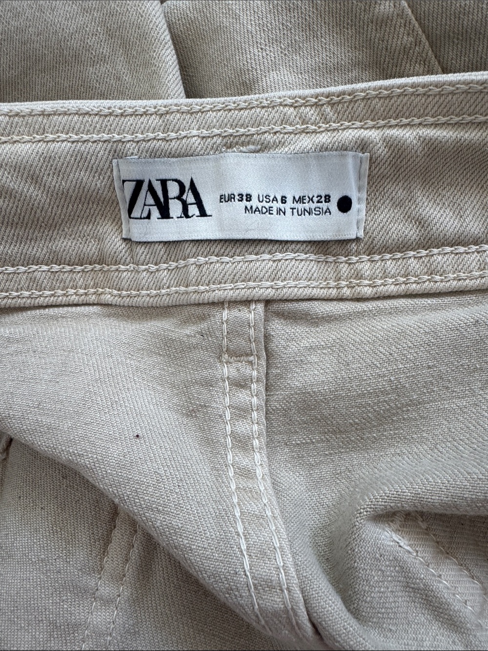 Zara Tan Wide Leg Denim Jeans | Women’s Size 6 | High Rise | Neutral - Picture 3 of 6